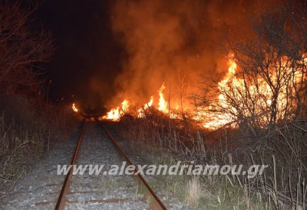 Ακινητοποιήθηκε τρένο λόγω φωτιάς στον σταθμό Αλεξάνδρειας (VIDEO)