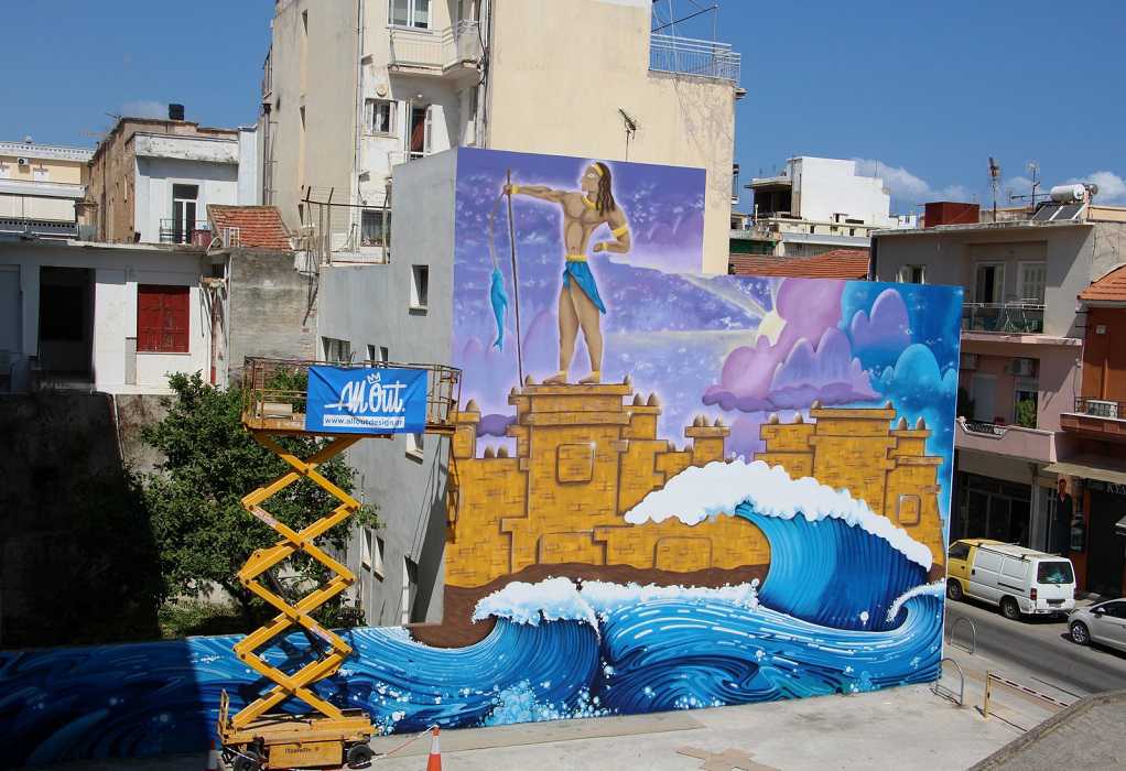 Χανιά: Εντυπωσιακή τοιχογραφία στο Δημοτικό Πάρκινγκ της ΚΥΔΩΝ ΑΕ (ΦΩΤΟ)