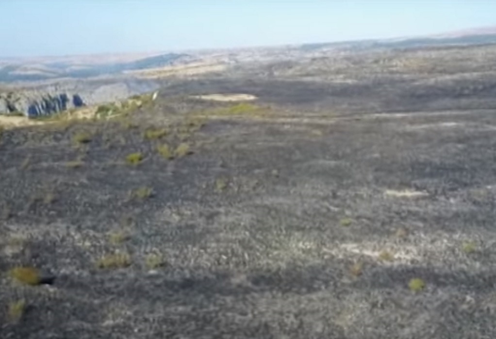 Φωτιά στην Αλιστράτη Σερρών: Πλάνα με drone πάνω από τα καμένα (VIDEO)