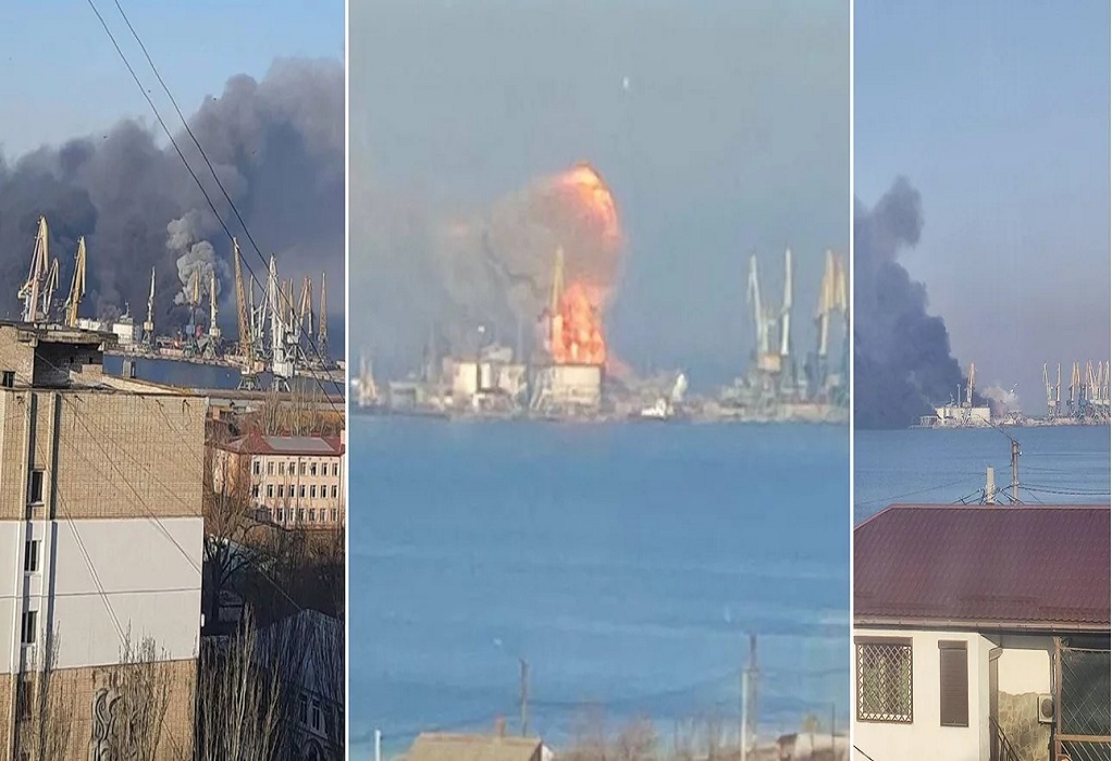 Ουκρανία: Εκρήξεις στο λιμάνι του Μπερντιάνσκ – Οι Ουκρανοί κατέστρεψαν ρωσικό πλοίο (VIDEO)