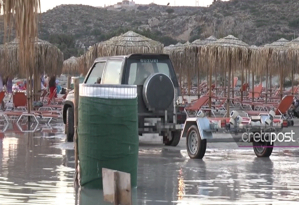 Κρήτη: Τζιπ με τρέιλερ έκανε βόλτες δίπλα στο νερό στο Ελαφονήσι (VIDEO)