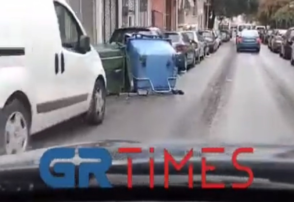 Κακοκαιρία-Θεσσαλονίκη: «Βομβαρδισμένο τοπίο» δρόμοι στη Νεάπολη – Κάδοι έπεσαν σε σταθμευμένα Ι.Χ. (VIDEO)