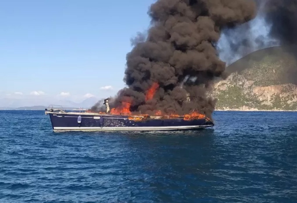 Βύθιση σκάφους μετά από πυρκαγιά βόρεια της Ζακύνθου – Σώοι οι πέντε επιβαίνοντες