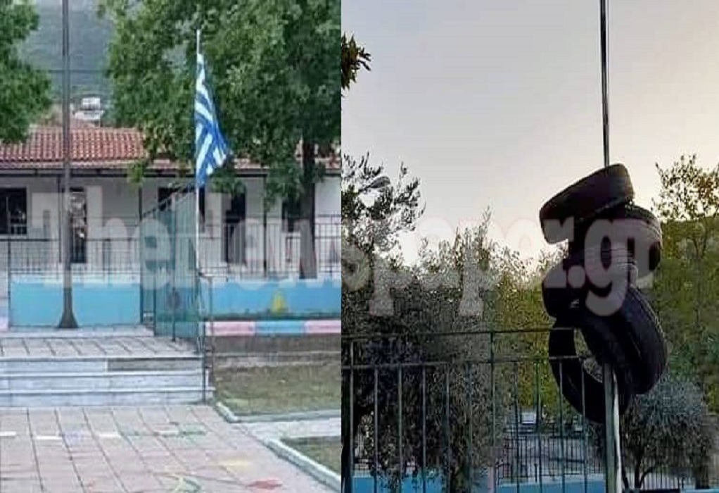 Βανδάλισαν το νηπιαγωγείο Καναλίων – Κατέβασαν την Ελληνική σημαία και «ύψωσαν» λάστιχα στον ιστό της