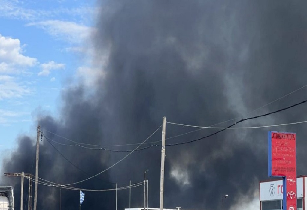 Φωτιά σε εργοστάσιο με μοκέτες στη Λάρισα – Πυκνός καπνός «σκέπασε» την πόλη (ΦΩΤΟ-VIDEO)