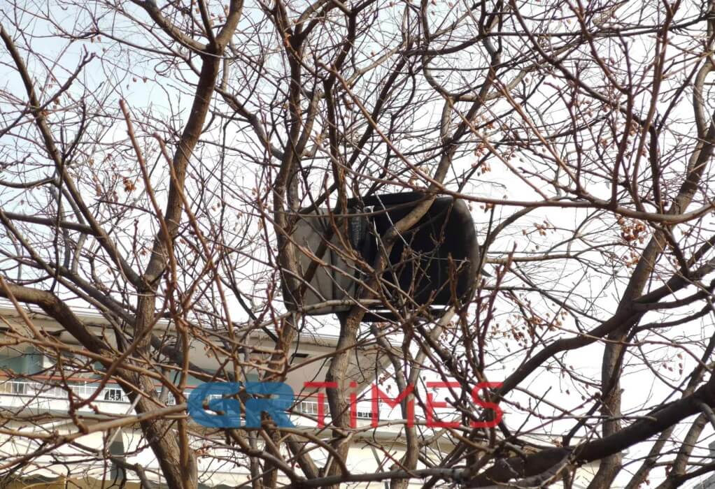Θεσσαλονίκη: Κρέμασαν καρέκλα γραφείου σε δέντρο, σε τουλάχιστον 4 μέτρα ύψος (VIDEO)